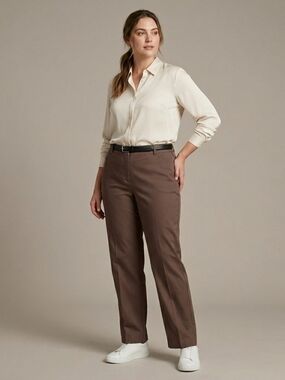 Reitmans Encote Classic Straight-Leg Women's Pants in Brown Size 16+